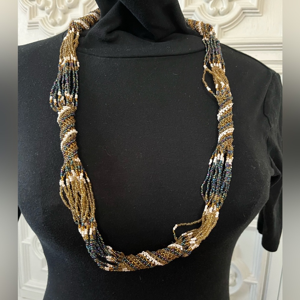 Multicolored beaded rope necklace